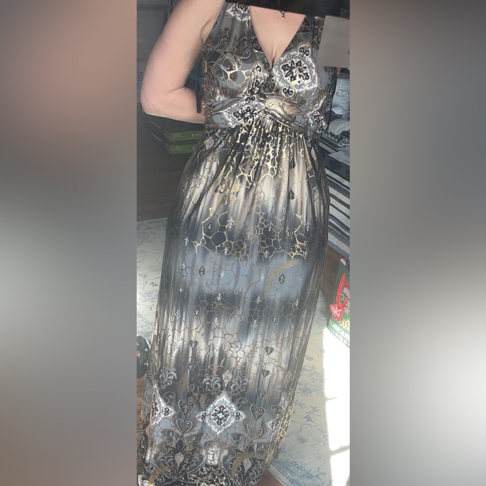 Chic Black and Gold Maxi Dress